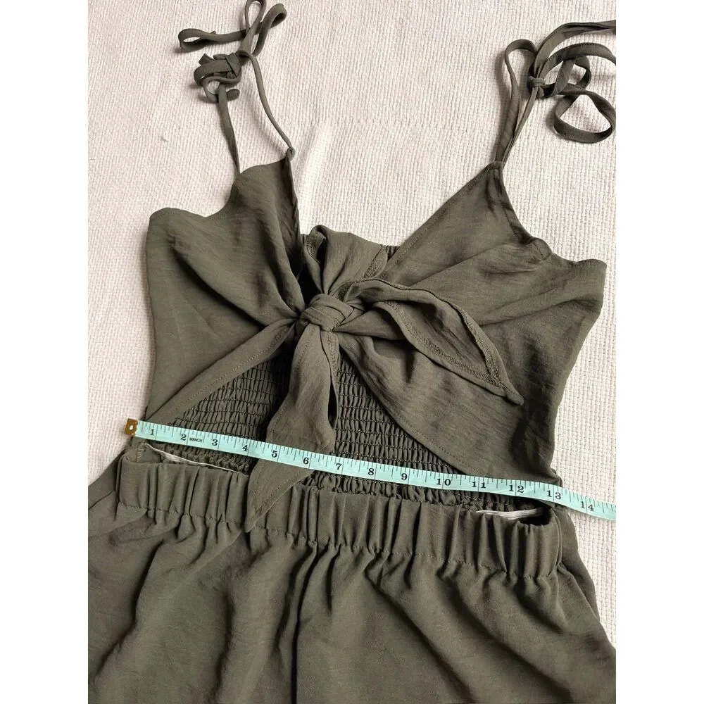 SHEIN Olive Green Smocked Strap Romper